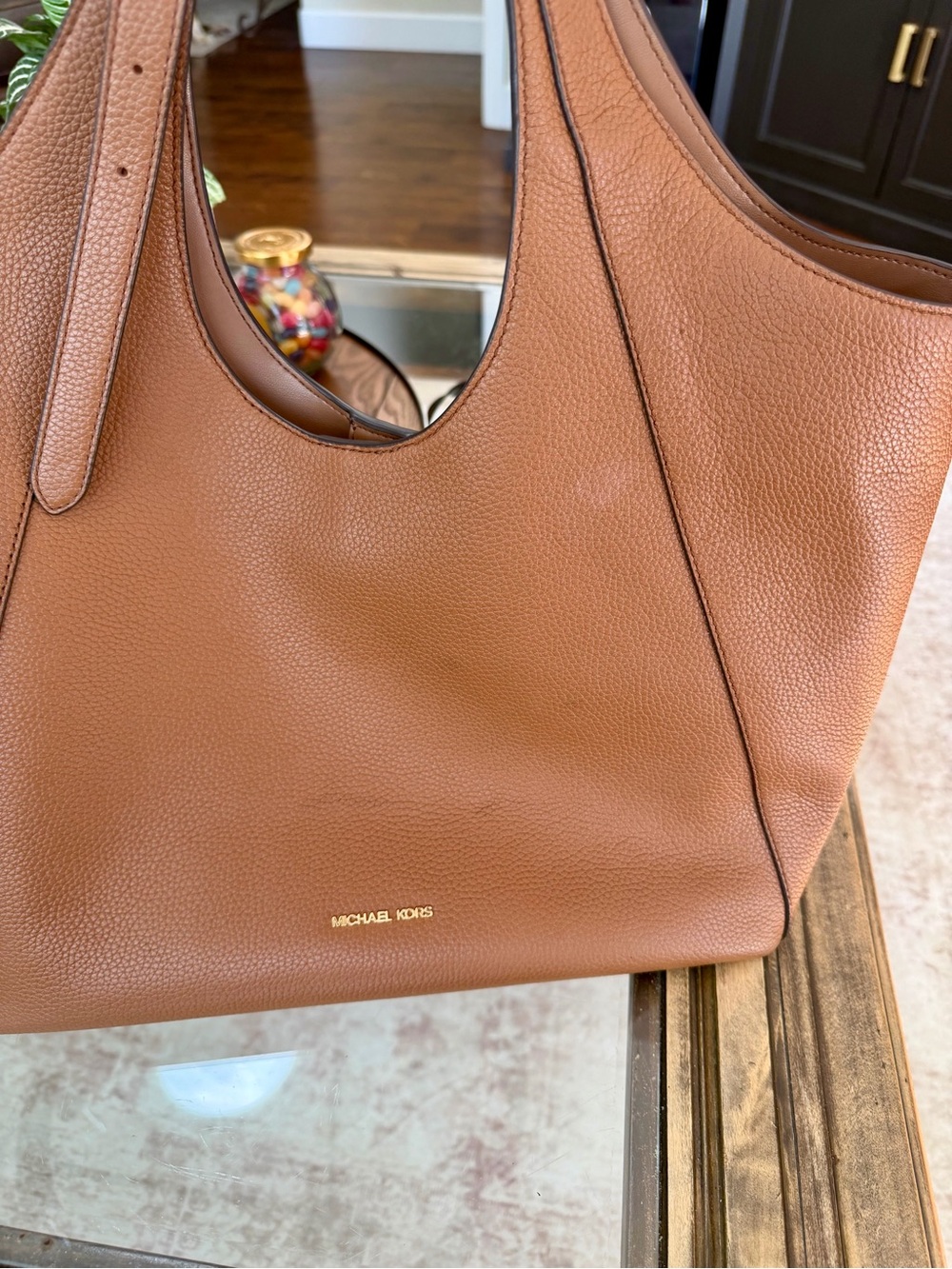 Michael Kors Pebbled Leather Tote in Cognac Brown - Picture 7 of 11